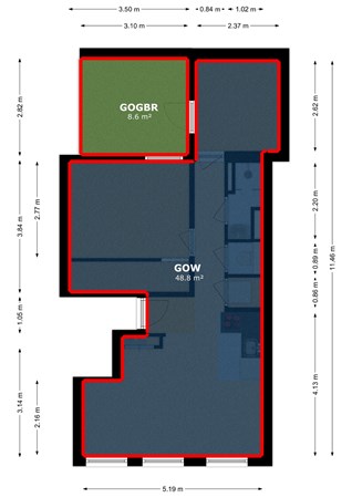 Floorplan - Weerdsingel Westzijde 51A, 3513 BE Utrecht